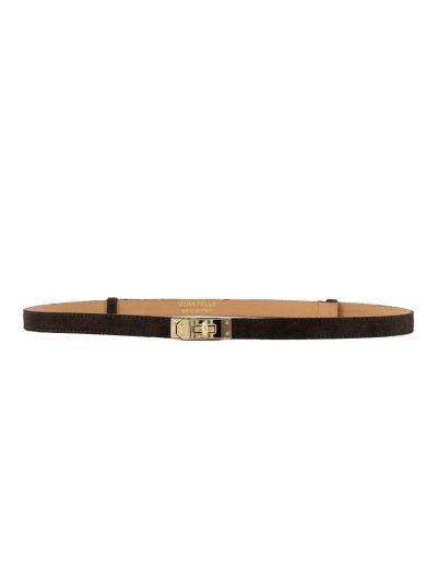 Luna suède riem in donkerbruin