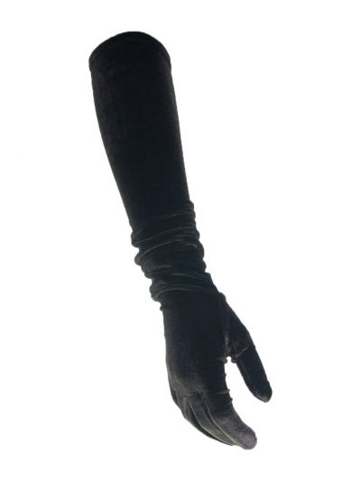 Donkerbruine stretchfluwelen avondhandschoenen