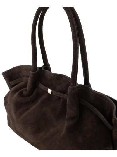 Mila suède tas schoudertas in donkerbruin