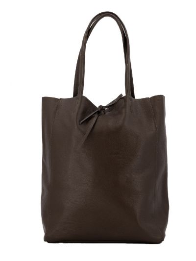 Lederen shopper in donkerbruin