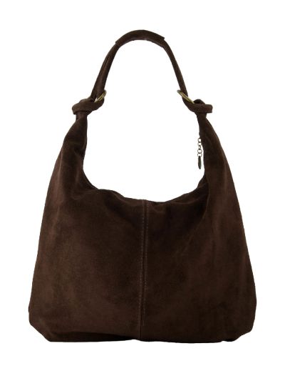 Suède shopper tas in donkerbruin