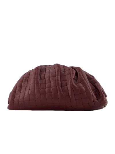 Leren gevlochten crossbody clutch in burgundy