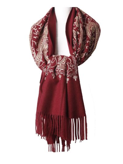 Zachte omslagdoek met geweven paisley dessin