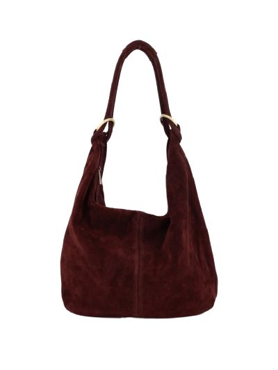 Suède shopper tas in bordeaux rood