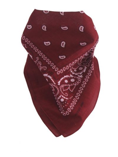 Donkerrode bandana / boerenzakdoek met klassiek motief
