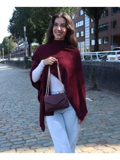  Kasjmier-blend omslagdoek in donkerrood