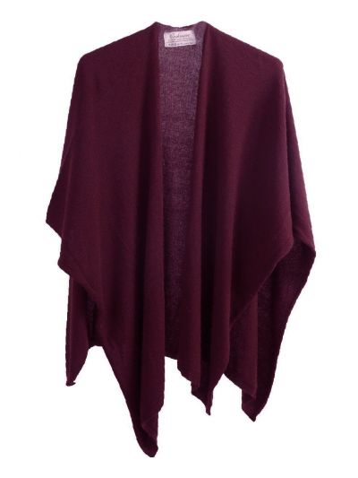  Kasjmier-blend omslagdoek in donkerrood