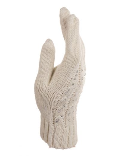 Ecru handschoenen met strass-steentjes