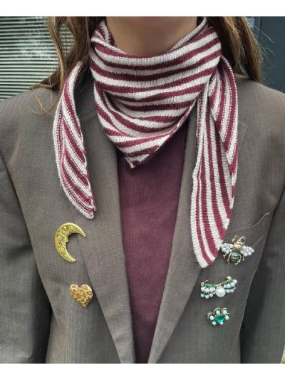 Kasjmier-mix driehoek sjaaltje met strepen