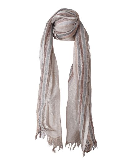 Gestreepte linnen-blend sjaal – crushed look