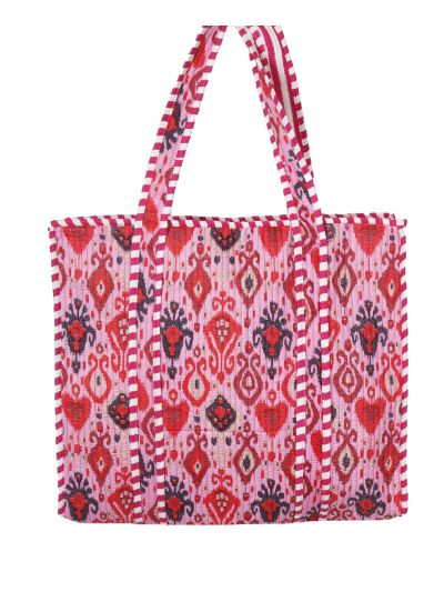 Gewatteerde schoudertas/shopper in roze met ornamentprint