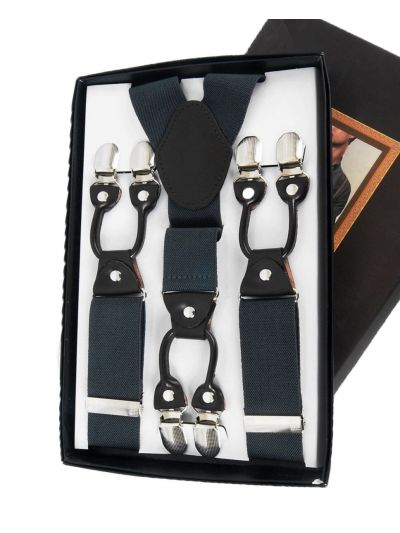 Luxe donkergrijze bretels met 6 clips