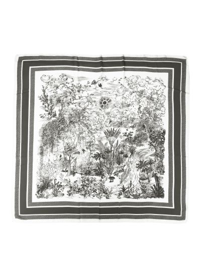 Vierkant satijnen sjaaltje met illustratieprint