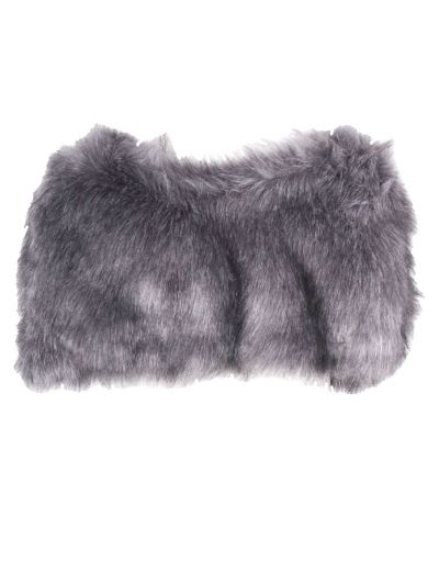 Grijze gemêleerde ronde kunstbont stola