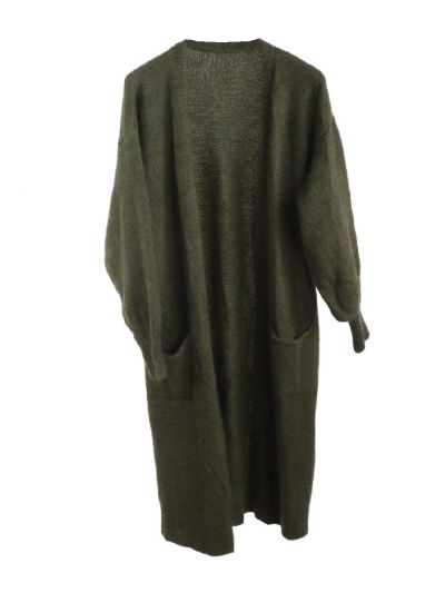 Lange mohair-blend vest in de kleur legergroen