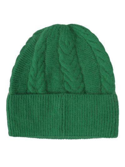 Kabel gebreide muts in fuchsia