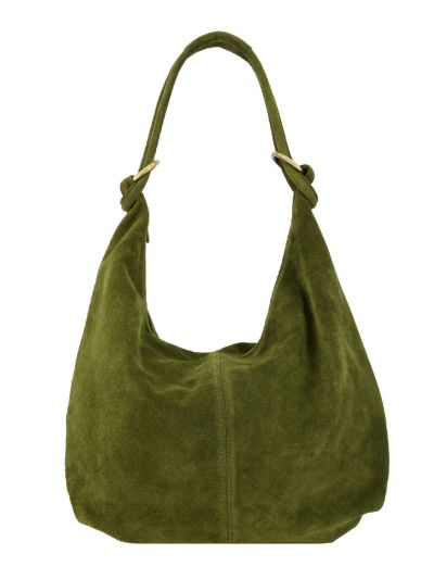 Suède shopper tas in olijfgroen