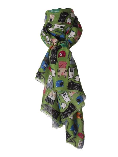 Groene sjaal met katten print