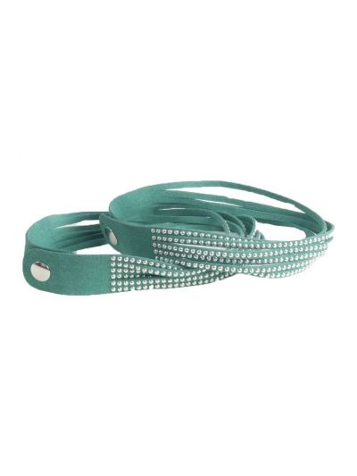 Groene suédine laars riempje met zilverkleurige studs
