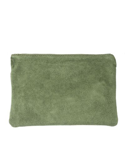 Suède lederen fold-over clutch in groen
