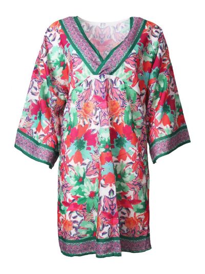 Lange tuniek met floral print in groen