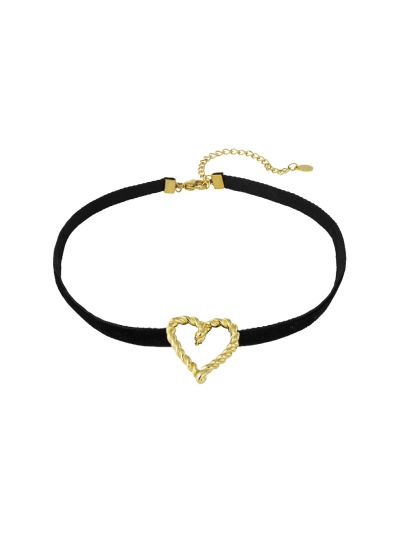 Velvet choker ketting met hartje
