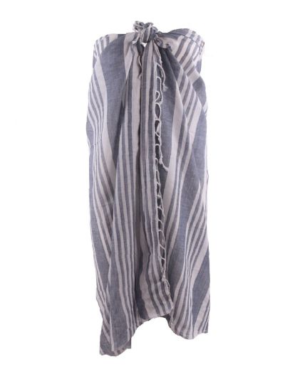 Katoenen geweven Kikoy / Hamamdoek in blauw en wit