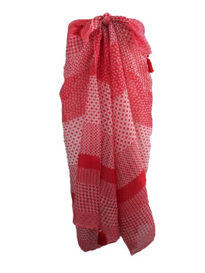 Pareo met diverse prints in framboosrood
