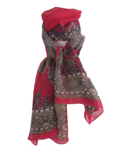 Hardroze crêpe voile sjaal met paisley print