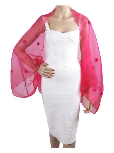 Hardroze organza bolero stola met roosjes