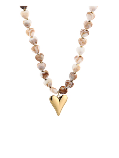 Hartjes kralenketting met gouden hanger