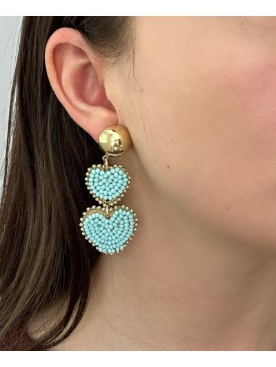 Oorbellen met hartjeshanger in turquoise