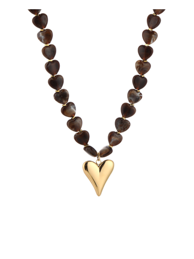 Hartjes kralenketting met gouden hanger