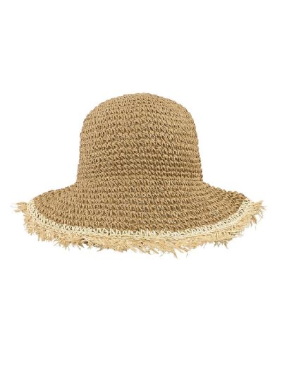 Camel strohoedje met elegante randafwerking
