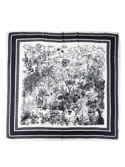 Vierkant satijnen sjaaltje met illustratieprint