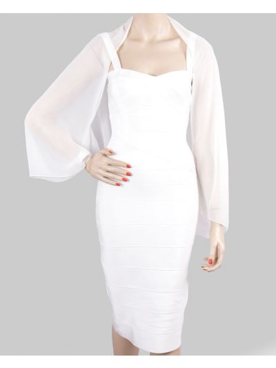 Korte effen ivoorkleurige crêpe voile bolero stola