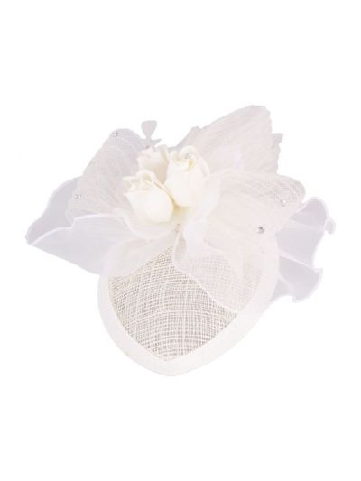 Ivoorkleurige haarbloem/Corsage met rozen