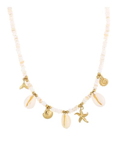 Steentjes ketting met zeester en schelpjes