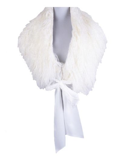 Ivoorkleurige schapenvacht stola 
