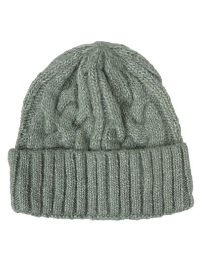 Grof gebreide muts in jadegroen