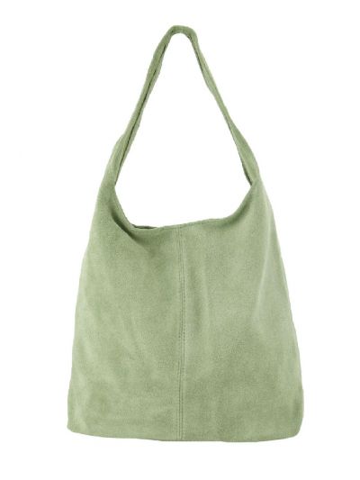 Jadegroene suède shopper met rits