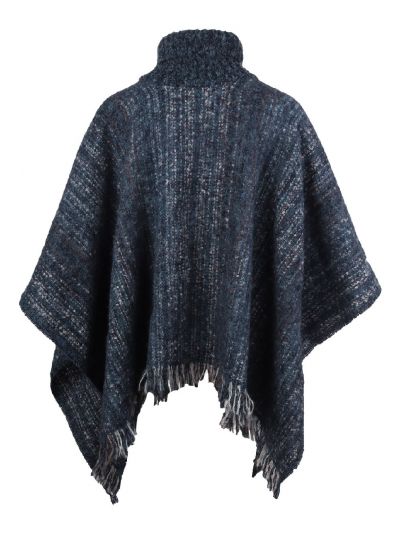 Jeansblauwe poncho met kol