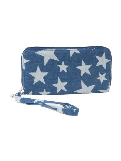 Blauwe jeans sterren portemonnee