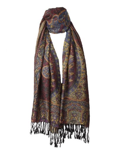 Jenny pashmina in hardroze en blauw