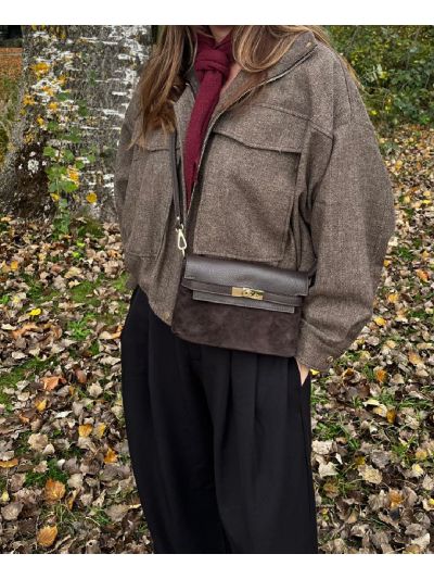 Jolie clutch in suède & leer 