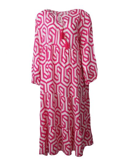 Maxijurk met ornament print in roze