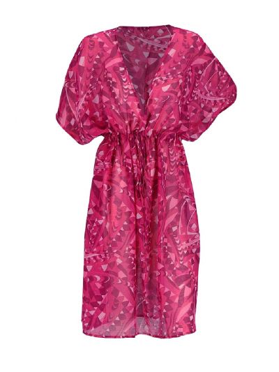 Kaftan met ornament print paars en roze