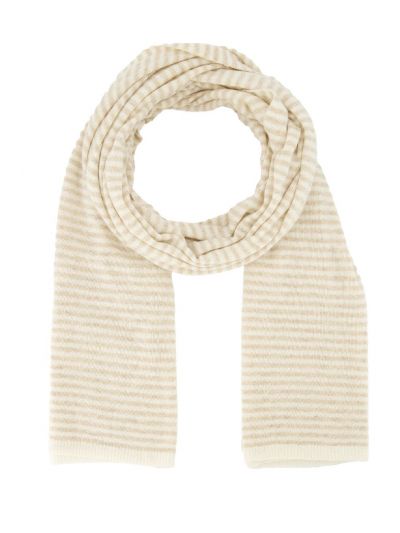 Kasjmier-mix sjaal met lichtbeige strepen