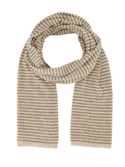Kasjmier-mix sjaal in lichtbeige met strepen