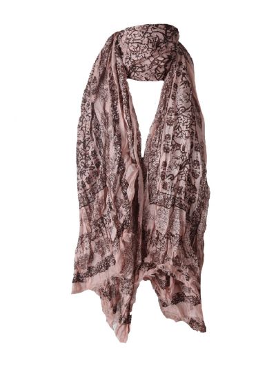 Katoenen oudroze sjaal met floral print